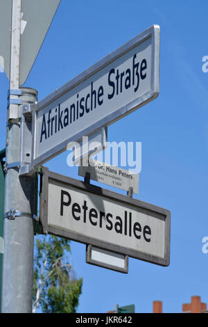 Straßenschild, afrikanischen Viertel Wedding, Mitte, Berlin, Deutschland, Strassenschild, Afrikanisches Viertel, Mitte, Deutschland Stockfoto