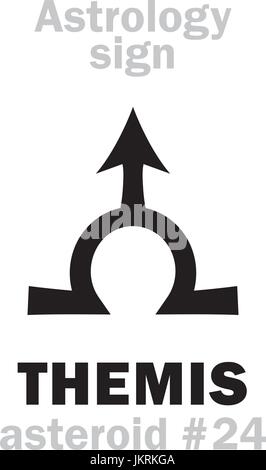Astrologie-Alphabet: THEMIS, Asteroid #24. Hieroglyphen Charakter Zeichen (einzelnes Symbol). Stock Vektor