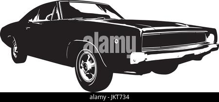 American Vintage Muscle-Car-silhouette Stock Vektor