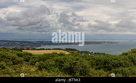 Sandown Bay aus Luccombe Down, Isle Of Wight, Großbritannien Stockfoto