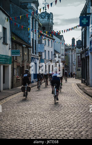 Vintage Radsport-Event in Cumbria, Sitz in Ulverston. Stockfoto