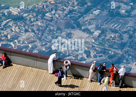 Anzeigen von Chamonix von Aiguille du Midi Stockfoto