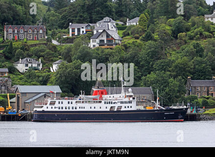 Kreuzfahrtschiff, die Hebridean Princess im Hafen, Oban, Schottland vertäut Stockfoto