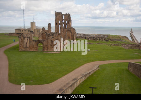 Tynemouth Schloß und Priorat Stockfoto