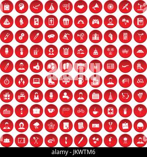 100 Team-Building-Icons set rot Stock Vektor