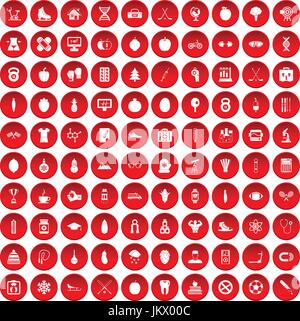 100 gut Person Icons set rot Stock Vektor