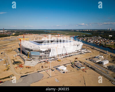 Bau eines Fußballstadions in Kaliningrad Stockfoto