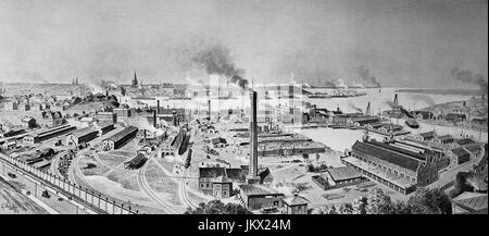 Digital verbessert:, The Reichshafen, Hafen und der Kaiserlichen Werft in Kiel, Deutschland, Veröffentlichung aus dem Jahr 1882 Stockfoto