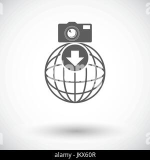 Foto-Download. Einzelne flache Symbol auf weißem Hintergrund. Vektor-Illustration. Stock Vektor