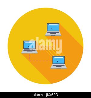 Computer-Netzwerk. Einzelne flache Farbe Symbol. Vektor-Illustration. Stock Vektor