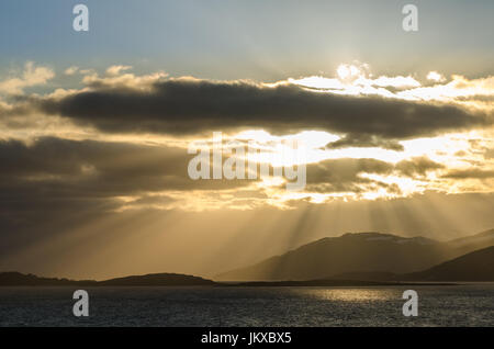 Arktische Sonnenuntergang Mitternacht Finnmark-Norwegen Stockfoto