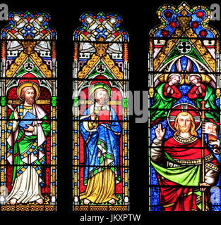 St. Matthäus, Markus, Auferstehung Jesu Christi, Glasfenster, durch William Wailes, 1853, Swaffham, Norfolk, England, UK Stockfoto