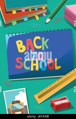 Eine Vektor-Illustration von Back to School-Poster Stock Vektor