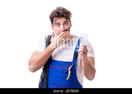 Lustiger Mann tun Elektrische Reparatur Stockfoto