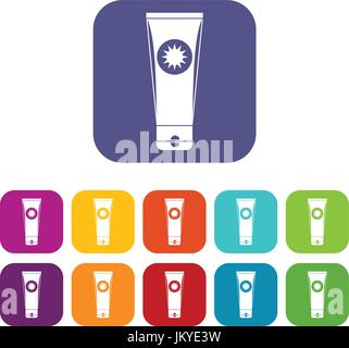 Sonnenschutzmittel Icons set Stock Vektor