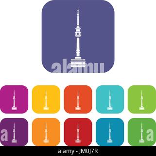 Namsan Tower in Seoul Symbole festlegen Stock Vektor