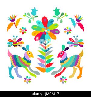 Vektor-volkstümliche mexikanische Otomi Stickerei Muster Stock Vektor