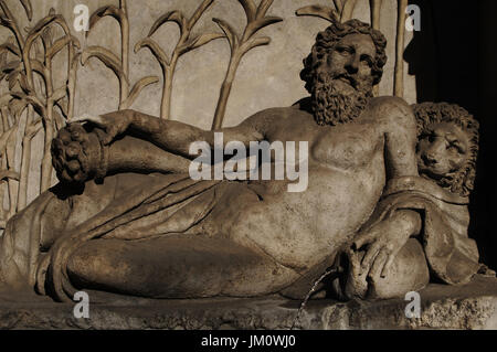 Die vier Brunnen (Quattro Fontane) 1588-1593. Der Fluss Aniene von Pietro da Cortona (1596 – 1669). Rom, Italien. Stockfoto