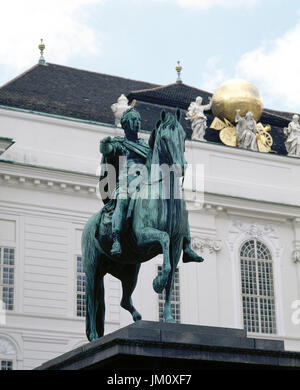 Joseph II. (1741-1790). Kaiser des Heiligen Römischen Reiches. Reiterstandbild, 1795-1807, in Josefsplatz, von Franz Anton von Zauner (1746-1822). Wien. Österreich. Stockfoto