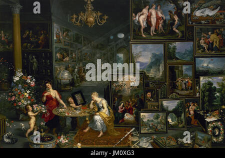 Jan Brueghel dem älteren (1568-1625). Flämischer Maler.  Anblick und Geruch, ca.1620. Mit Zusammenarbeit von Hendrick van Balen, Frans Francken II und Gerard Seghers gemalt. Prado-Museum. Madrid. Spanien. Stockfoto