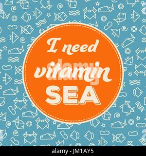 Sommer Hintergrund mit Doodle Fisch und andere Meer-Elemente. Vektor Stock Vektor