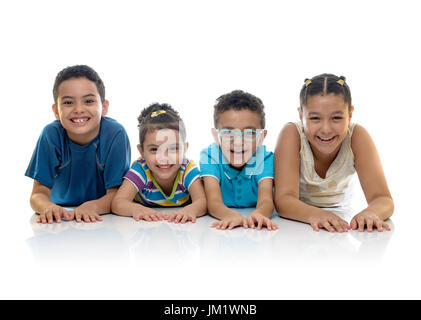 Eine Gruppe von Happy Kids, Isolated on White Background Stockfoto