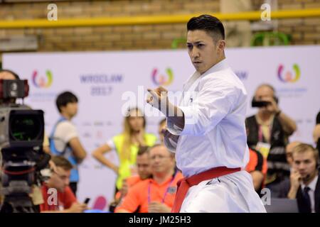 Wroclaw, Polen. 25. Juli 2017. Welt Spiele 2017 Karate-Wettbewerb, Herren Kata Finale Goldmedaille kämpfen in Wroclaw, Polen. Im Bild: Ryo Kiyuna aus Japan. Bildnachweis: Bartolomeus Magierowski/Alamy Live-Nachrichten. Stockfoto