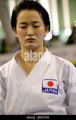 Wroclaw, Polen. 25. Juli 2017. Welt Spiele 2017 Karate-Wettbewerb, Frauen Kata Finale Goldmedaille kämpfen in Wroclaw, Polen. Im Bild: Kiyou Shimizu aus Japan. Bildnachweis: Bartolomeus Magierowski/Alamy Live-Nachrichten. Stockfoto