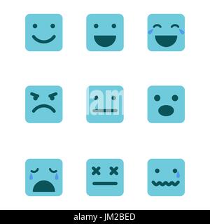 Quadratische Emoticons Vektor-Icons Set. Stock Vektor