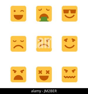 Quadratische Emoticons Vektor-Icons Set. Stock Vektor