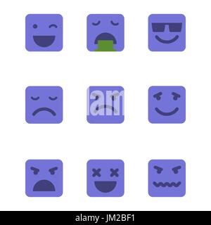 Quadratische Emoticons Vektor-Icons Set. Stock Vektor