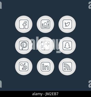 Goldene soziales Netzwerk Icons mit schwarzem Hintergrund Stock Vektor