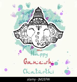 Festliche Abbildung des Geburtstages der indische Gott Ganesha Stock Vektor