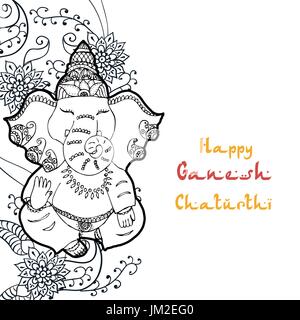 Festliche Abbildung des Geburtstages der indische Gott Ganesha Stock Vektor