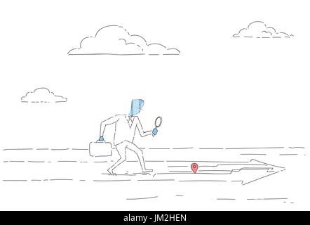 Business-Mann auf der Suche nach Reiseziel auf digitale Stadt Karte Gps Navigationskonzept Stock Vektor