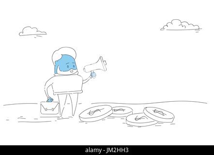 Abstrakt Business Mann halten Megaphon Lautsprecher Digital Marketing Strategiekonzept Stock Vektor