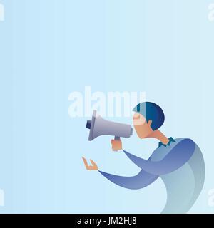 Abstrakt Business Mann halten Megaphon Lautsprecher digitales Marketingkonzept Stock Vektor