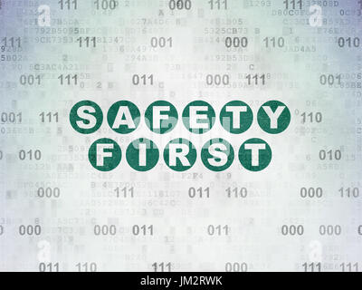 Datenschutz-Konzept: Sicherheit zuerst auf digitale Daten Papierhintergrund Stockfoto