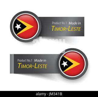 Flaggen-Symbol und Beschriftung mit Text in Timor-Leste (Osttimor) gemacht. Stock Vektor
