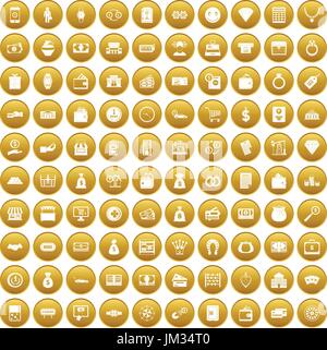 100 Geld Icons set gold Stock Vektor