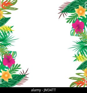 Blumen und Blätter des Sommers, mit Kopie Raum Hintergrund. Vektor-Illustration. Stock Vektor