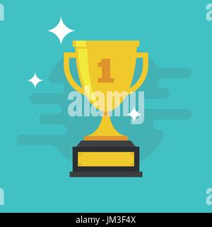 Trophy Cup Vektor flache Icon mit Nummer eins Stock Vektor