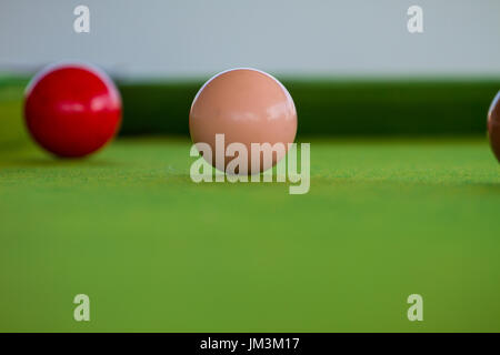 Schließen Sie Snooker Ball auf Tisch, Billard-Tisch Stockfoto