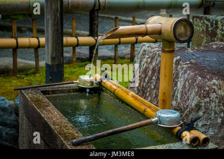 KYOTO, JAPAN - 5. Juli 2017: Wunderschöne kleine Teich in Tenryu-Ji-Tempel in Kyoto Stockfoto