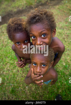 Ni-Vanuatu Kindergruppe von oben gesehen, Provinz Malampa, Malekula Insel, Vanuatu Stockfoto