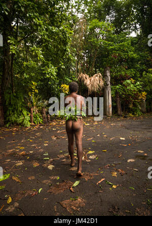 NI-Vanuatu Mann in traditioneller Kleidung im Nasara Bereich Insel Ambrym, Olal, Vanuatu Stockfoto