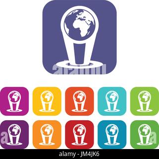 Hologramm Globus Icons set Stock Vektor