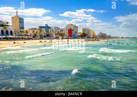 Ansicht der Stadtstrand in Sousse. Tunesien, Nordafrika Stockfoto