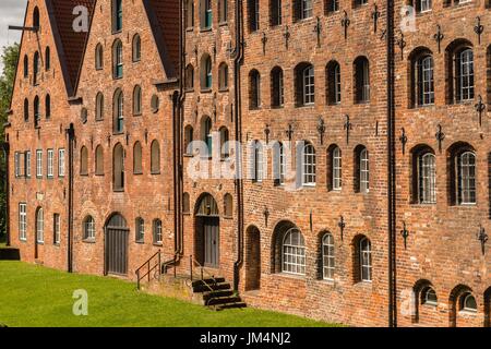 Alten Lagerhallen für die importierten Lüneburg Salz, Hanseatic Stadt von Lübeck, UNESCO-Welterbe, Ostsee, Schleswig-Holstein, Deutschland, Europa Stockfoto