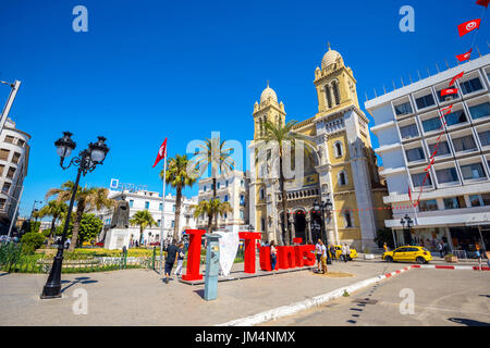 Catholic Cathedral of St. Vincent de Paul. Tunis, Tunesien, Nordafrika Stockfoto